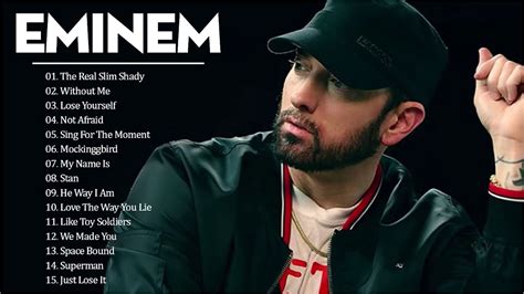 Oct 17, 2023 · Discover the best Eminem songs. Related Topics: 50 Cent DMX Dr. Dre Drake Elton John Eminem Hip-Hop Homepage Lists Jay Z Lil Wayne R&B Rihanna. 3 Comments. 3 Comments joe. September 19, 2018 at 8: ... 